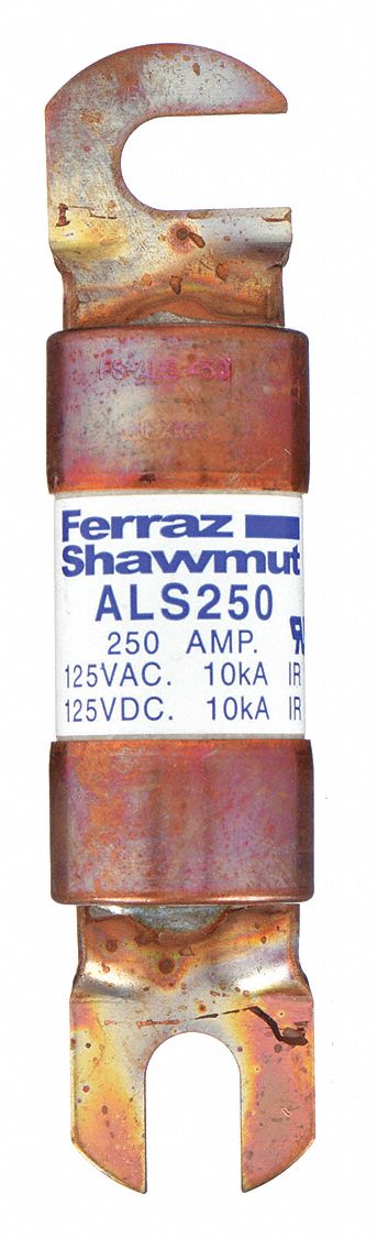 Forklift Limiter Fuse: Bolt-On, Gen Purpose, 250 A, 125 V DC, Non-Indicating