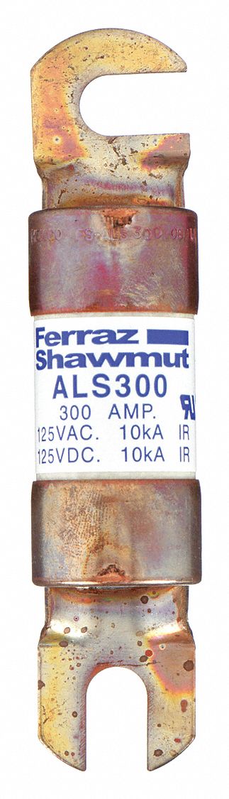 Forklift Limiter Fuse: Bolt-On, Gen Purpose, 300 A, 125 V DC, Non-Indicating
