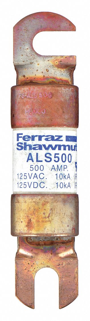 Forklift Limiter Fuse: Bolt-On, Gen Purpose, 500 A, 125 V DC, Non-Indicating
