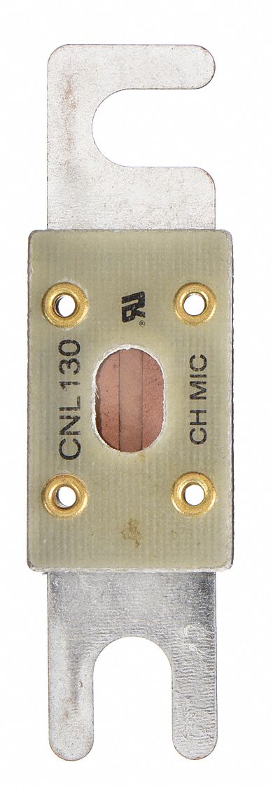 Forklift Limiter Fuse: Bolt-On, Time-Delay, 130 A, 80 V DC, Indicating, AC- & DC-Compatible