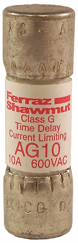 Fuse: Class G, AG Series, Time-Delay, 10 A, 600 V AC, Non-Indicating