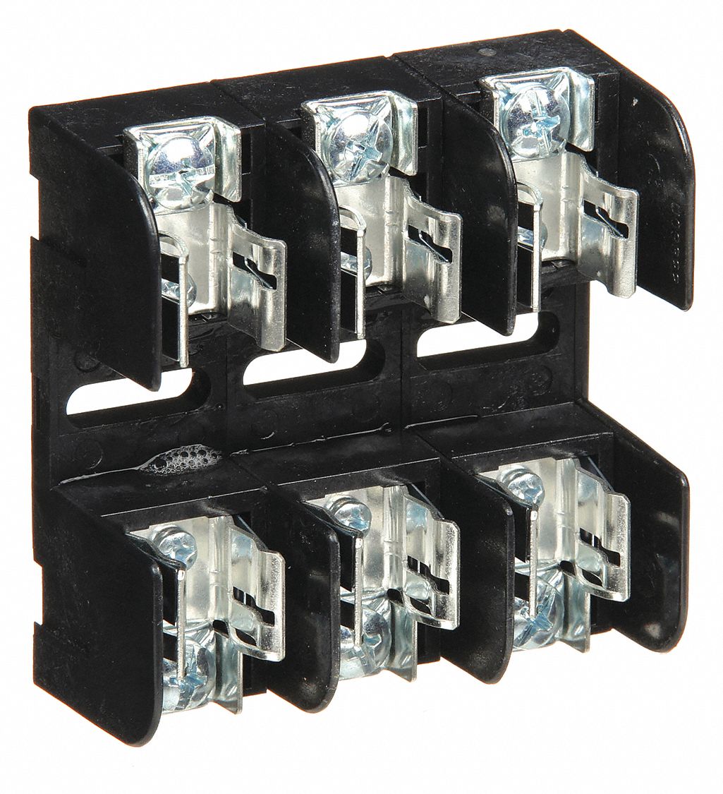 Fuse Block: Open Block Design, 3 Pole, 250 V AC, Pressure Plate, Non-Indicating