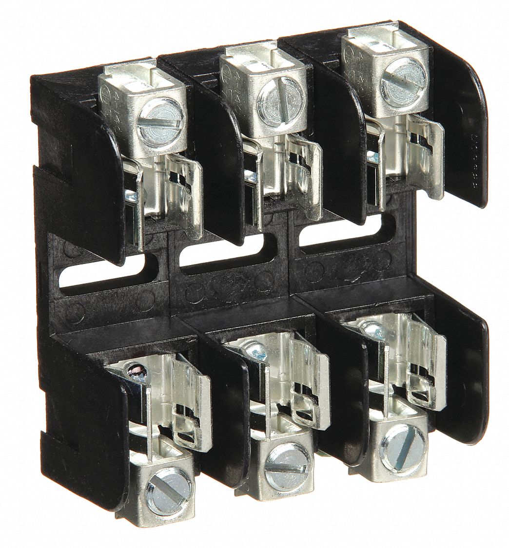 Fuse Block: Open Block Design, 3 Pole, 250 V AC, Box Lug, Non-Indicating