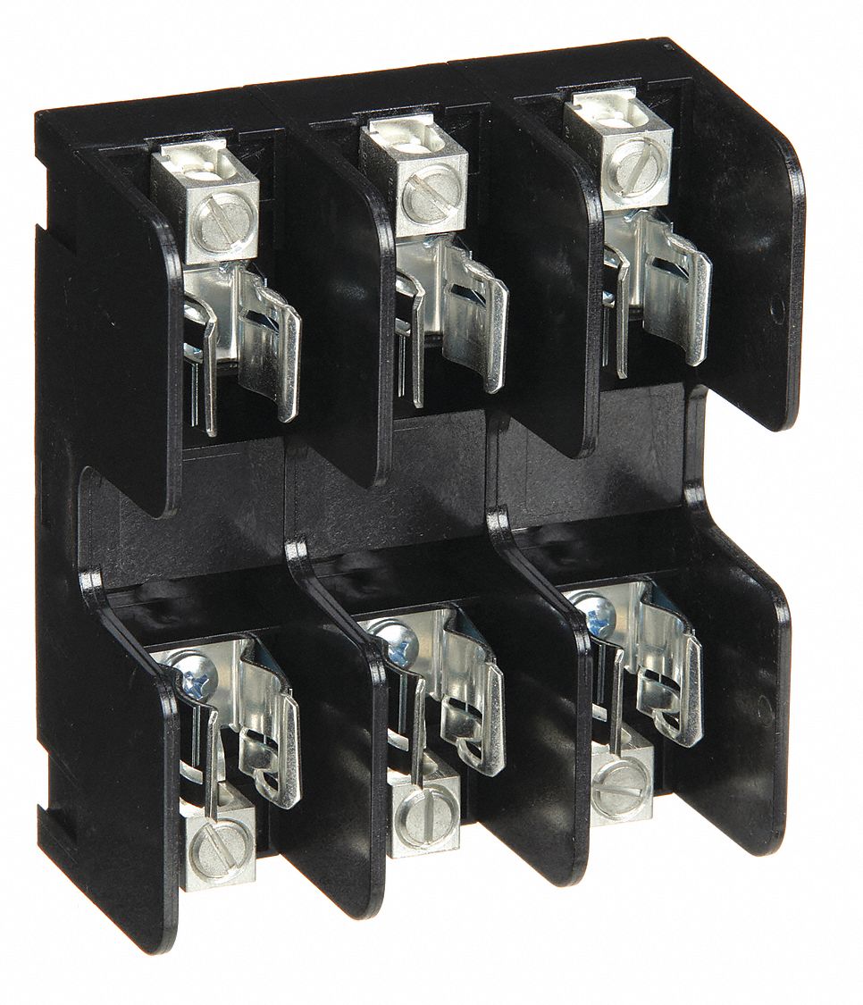Fuse Block: Open Block Design, 3 Pole, 250 V AC, Box Lug, Non-Indicating