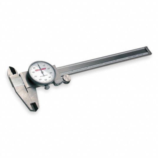 WESTWARD Dial Caliper, Range 0" to 6", Range per Revolution 0.100 in