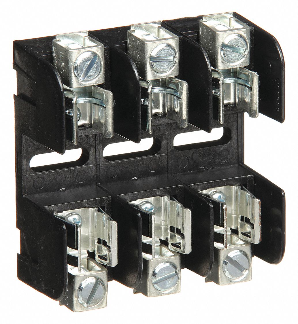 Fuse Block: Open Block Design, 3 Pole, 250 V AC, Box Lug, Non-Indicating