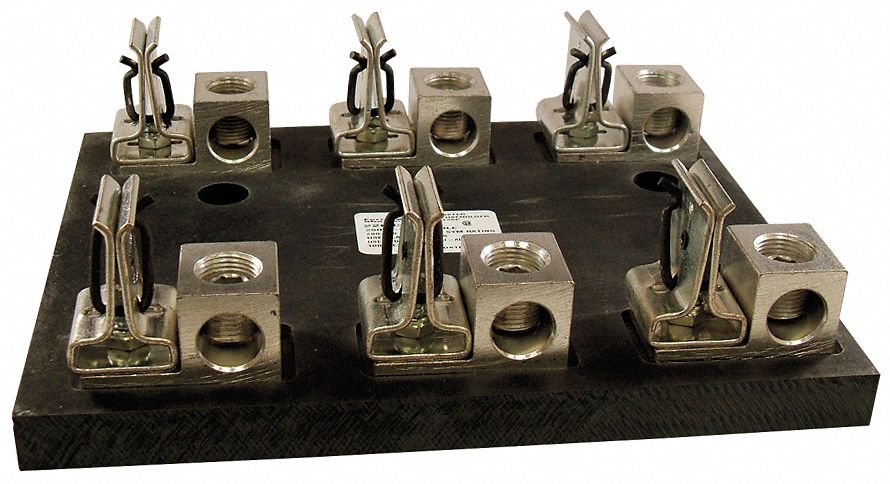 Fuse Block: Open Block Design, 3 Pole, 250 V AC, Box Lug, Non-Indicating