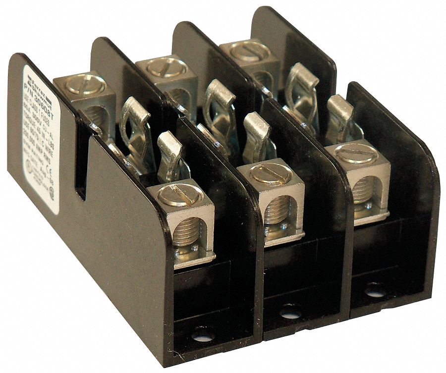 FUSE BLOCK, FITS INDUSTRIAL FUSE TYPE, 3 POLES, 31 TO 60 A, 300V AC/DC
