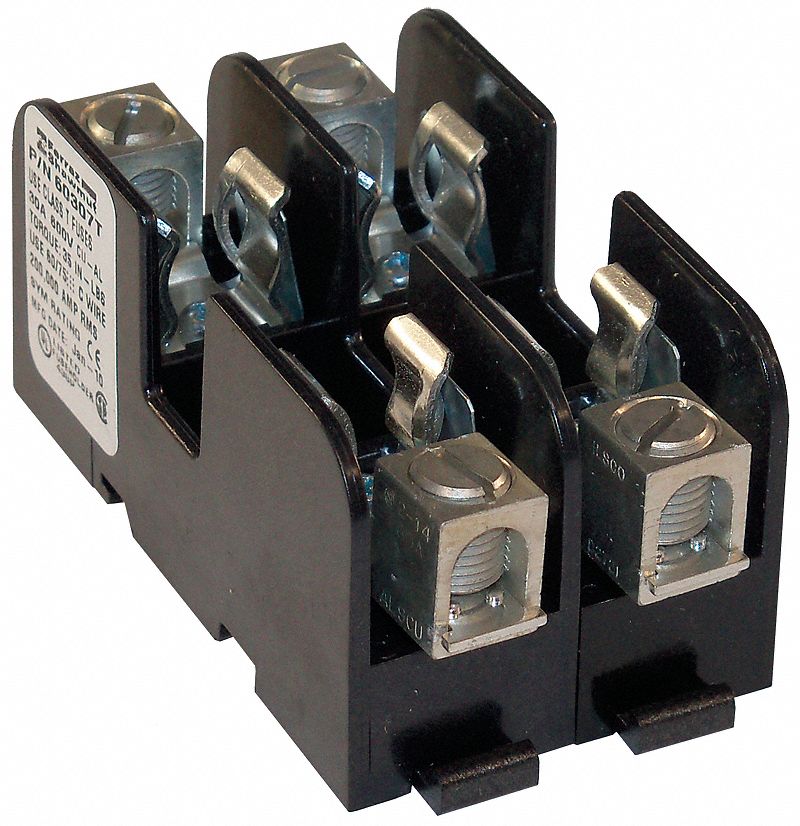 FUSE BLOCK, FITS INDUSTRIAL FUSE TYPE, 2 POLES, 0 TO 30 A, 600V AC/DC