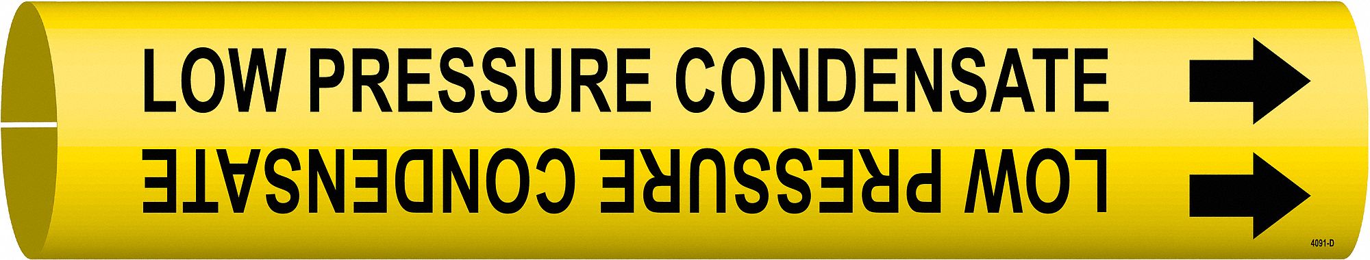Pipe Marker: Low Pressure Condensate, Yellow, Black, Fits 4 to 6 in Pipe O.D., 1 Pipe Markers