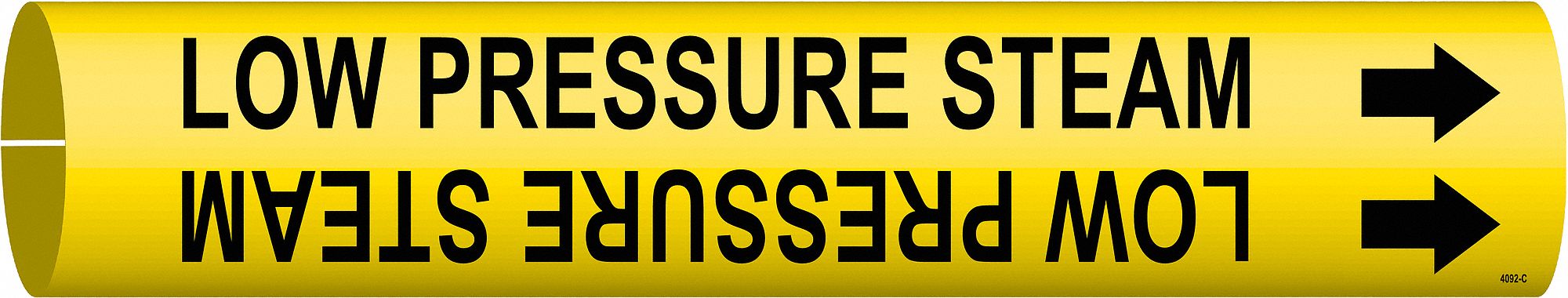Pipe Marker: Low Pressure Steam, Yellow, Black, Fits 2 1/2 to 3 7/8 in Pipe O.D., 1 Pipe Markers