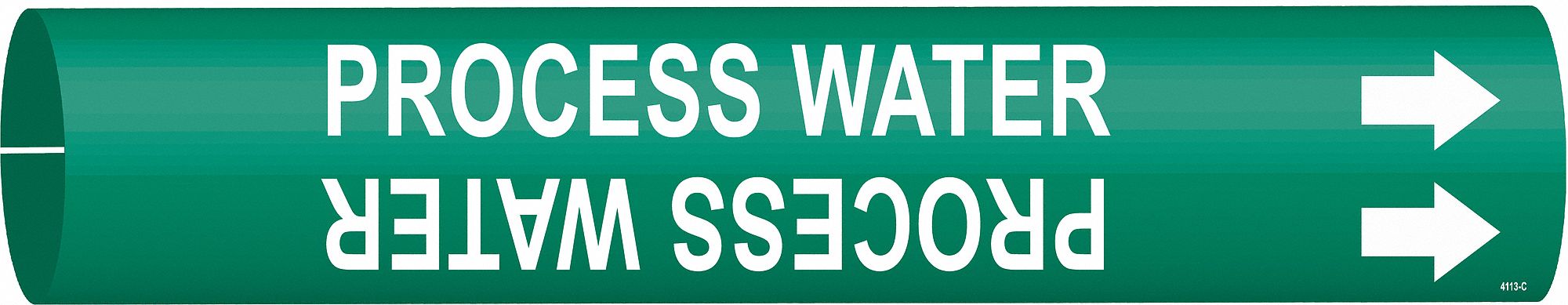 Pipe Marker: Process Water, Green, White, Fits 2 1/2 to 3 7/8 in Pipe O.D., 1 Pipe Markers