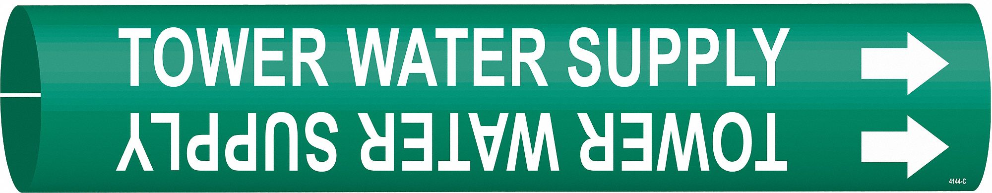Pipe Marker: Tower Water Supply, Green, White, Fits 2 1/2 to 3 7/8 in Pipe O.D., 1 Pipe Markers