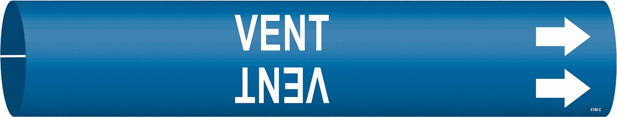 Pipe Marker: Vent, Blue, White, Fits 2 1/2 to 3 7/8 in Pipe O.D., 1 Pipe Markers, With Arrows