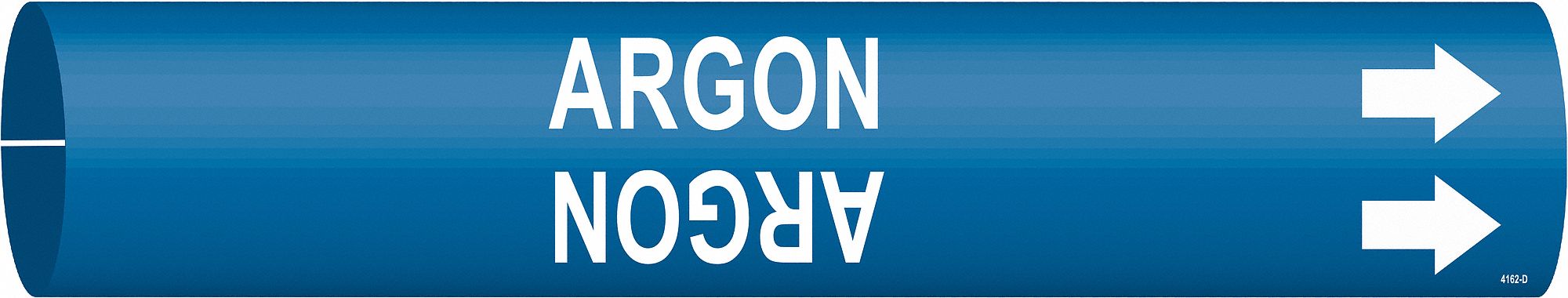 Pipe Marker: Argon, Blue, White, Fits 4 to 6 in Pipe O.D., 1 Pipe Markers, With Arrows