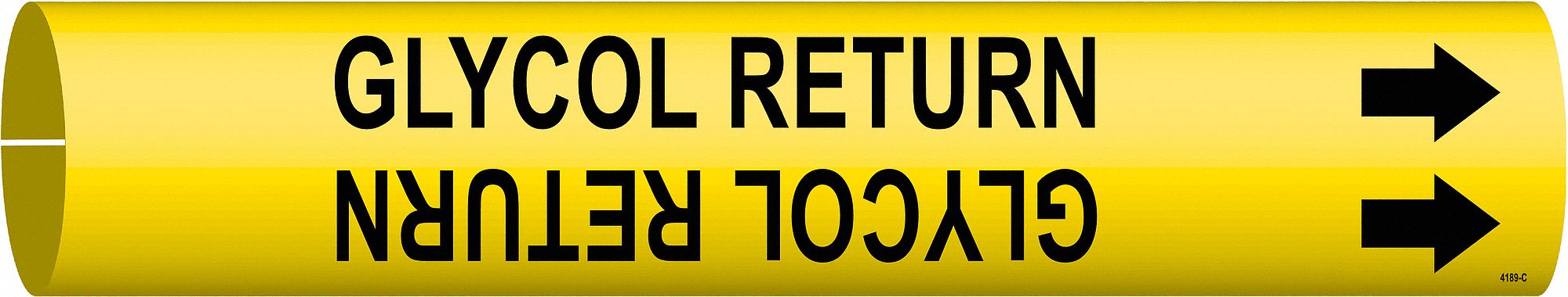 Pipe Marker: Glycol Return, Yellow, Black, Fits 2 1/2 to 3 7/8 in Pipe O.D., 1 Pipe Markers