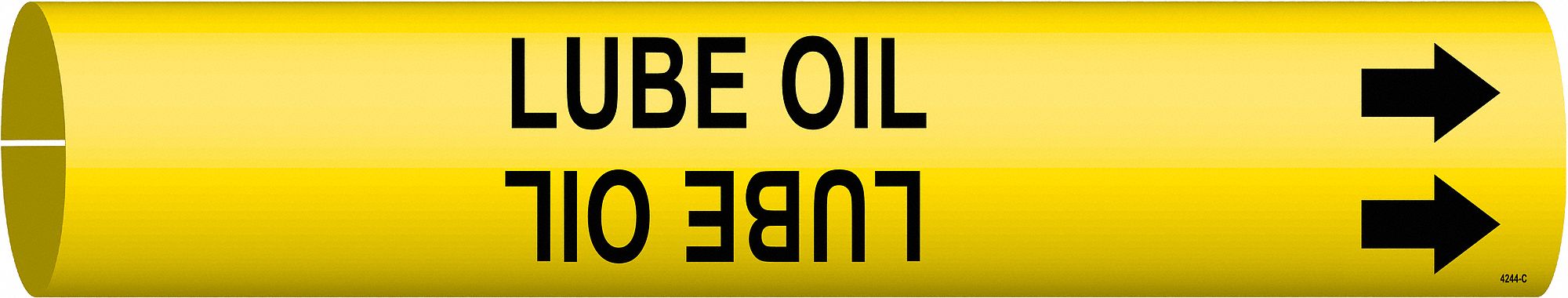 Pipe Marker: Lube Oil, Yellow, Black, Fits 2 1/2 to 3 7/8 in Pipe O.D., 1 Pipe Markers, With Arrows