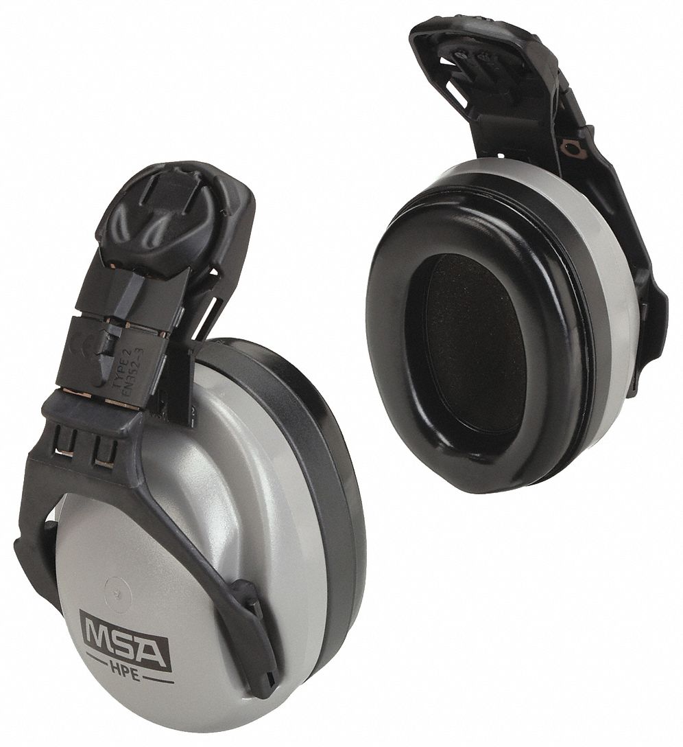 MSA Hard Hat Mounted Ear Muffs, 27 dB Noise Reduction Rating NRR