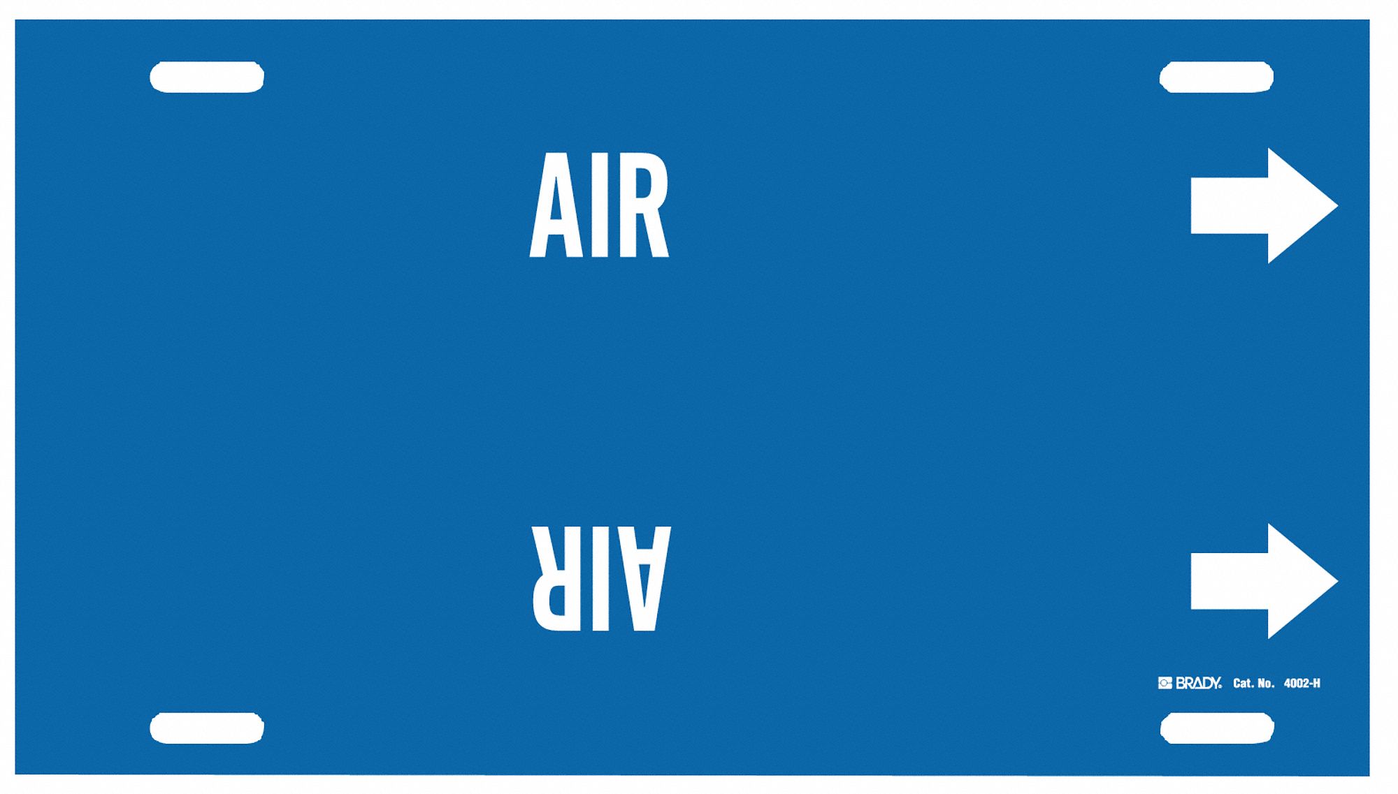 Pipe Marker: Air, Blue, White, Fits 10 to 15 in Pipe O.D., 1 Pipe Markers, With Arrows