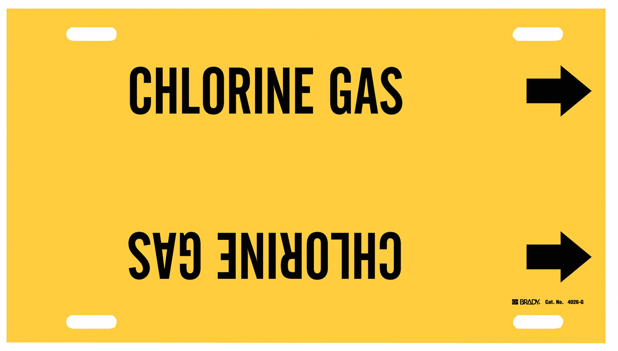 Chlorine Gas, Yellow, Pipe Marker 5LEP04026G Grainger