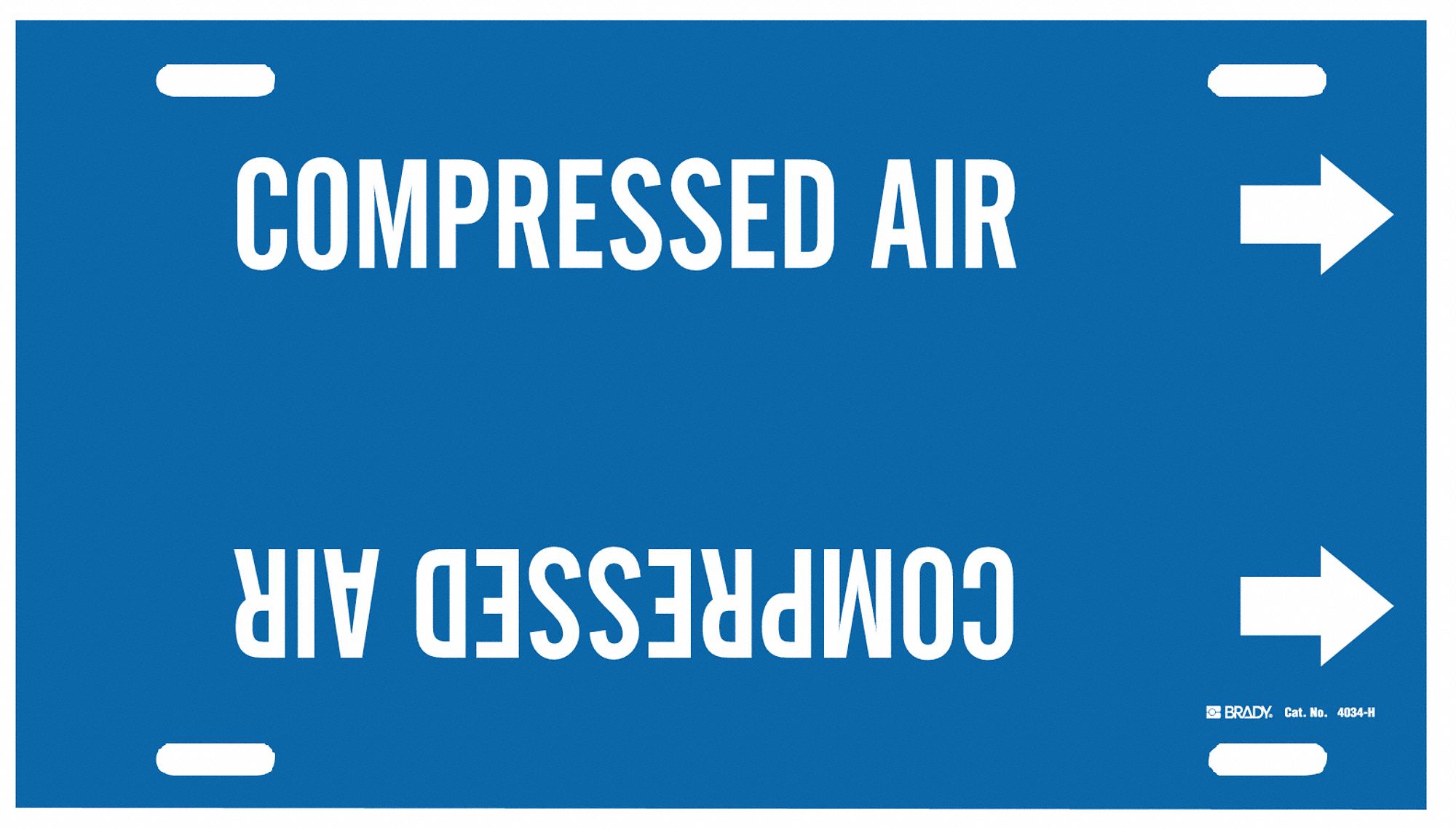Pipe Marker: Compressed Air, Blue, White, Fits 10 to 15 in Pipe O.D., 1 Pipe Markers, With Arrows