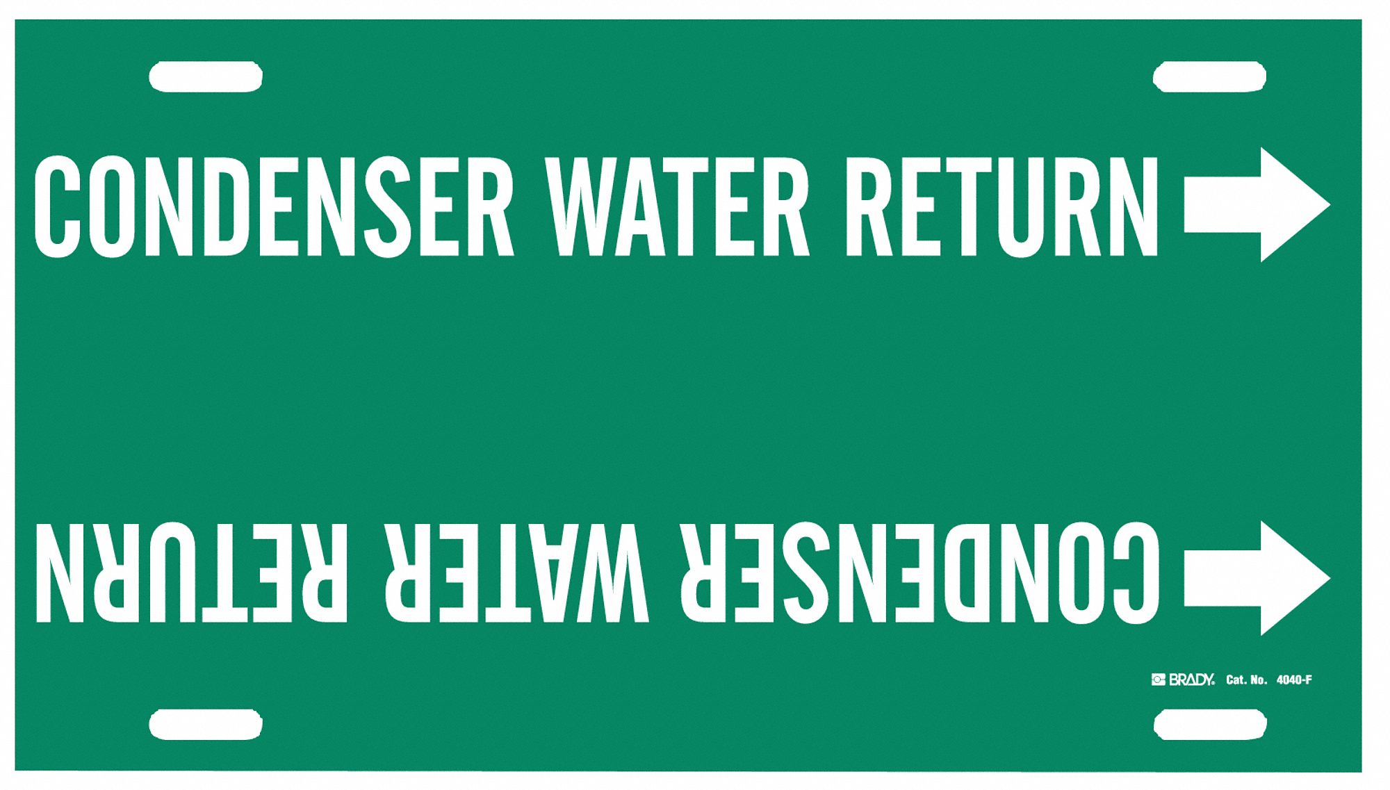 Pipe Marker: Condenser Water Return, Green, White, Fits 6 to 7 7/8 in Pipe O.D., 1 Pipe Markers