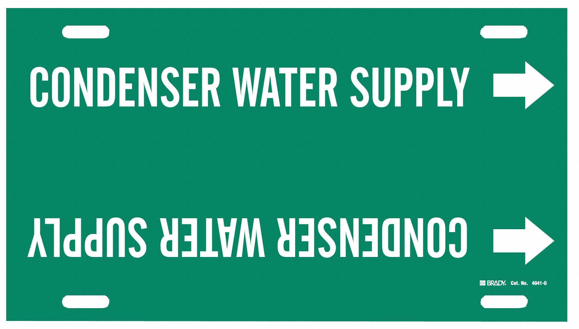 Pipe Marker: Condenser Water Supply, Green, White, Fits 8 to 9 7/8 in Pipe O.D., 1 Pipe Markers