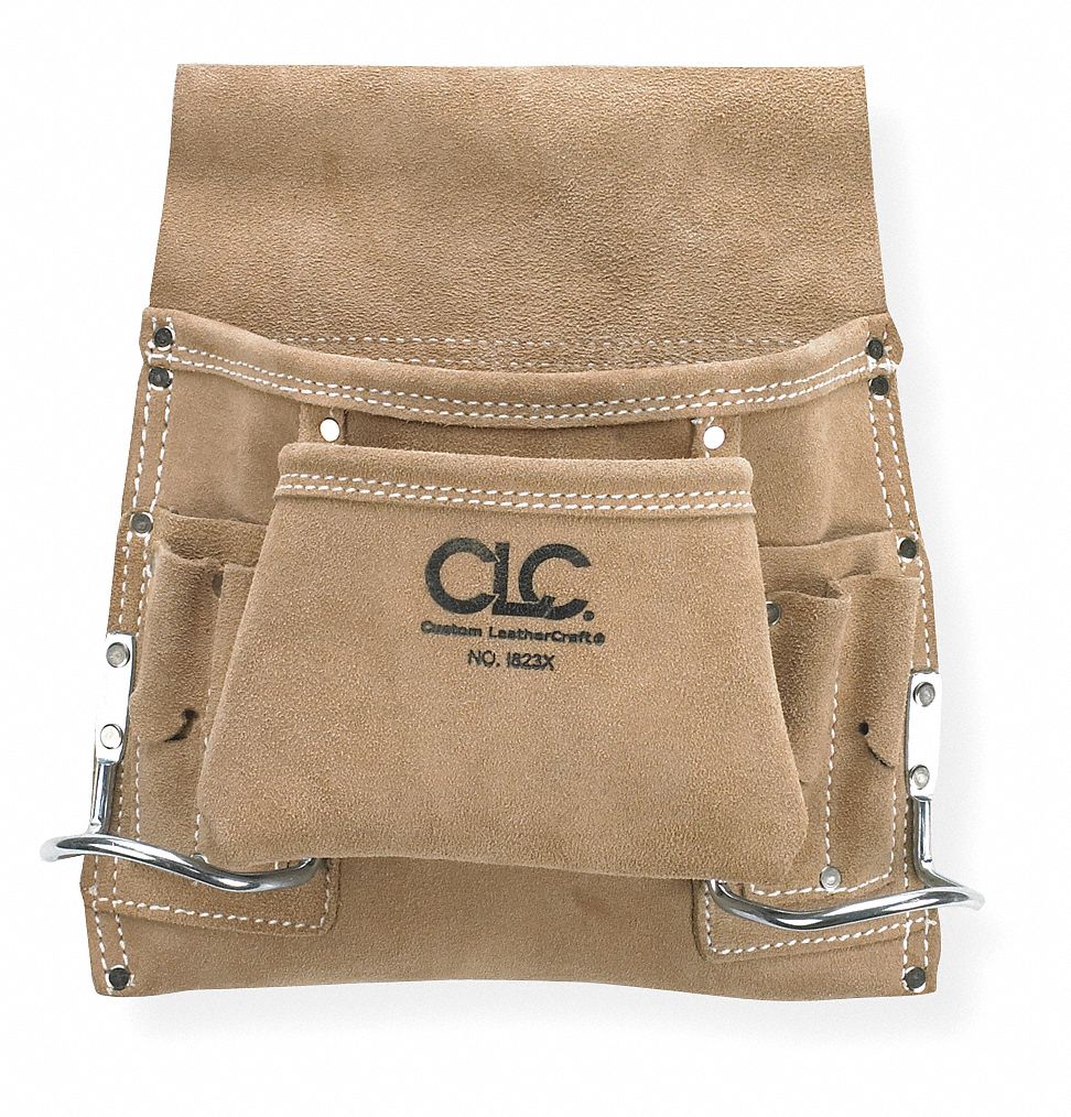 SAC OUTILS/CLOUS,8 POCHES,SUEDE HAVANE