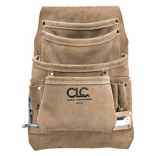 CLC Heavy Duty Single Pocket Suede Brown Leather Nail and Tool Belt Bag Pouch 