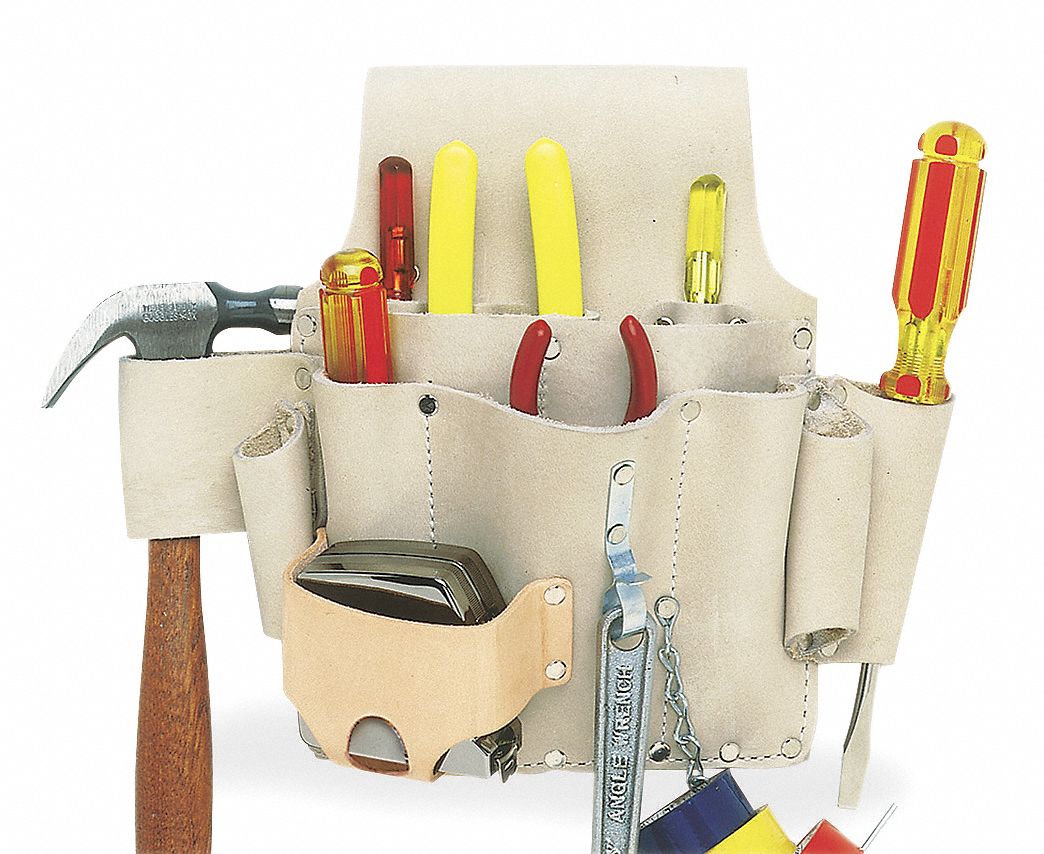 Electricians Tool Pouch, Top Grain Saddle Leather Grainger