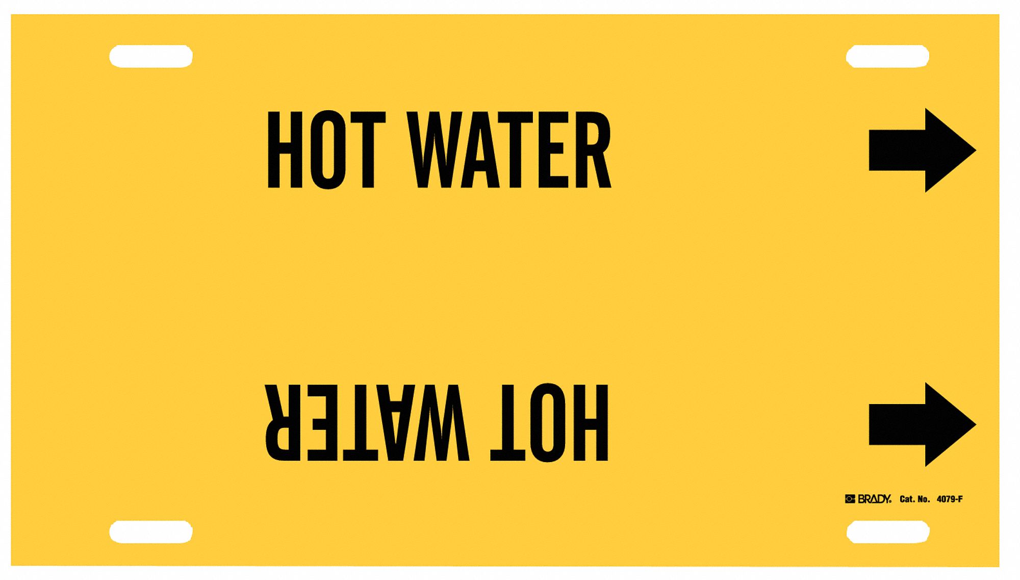 Hot Water, Yellow, Pipe Marker 5LFA24079F Grainger