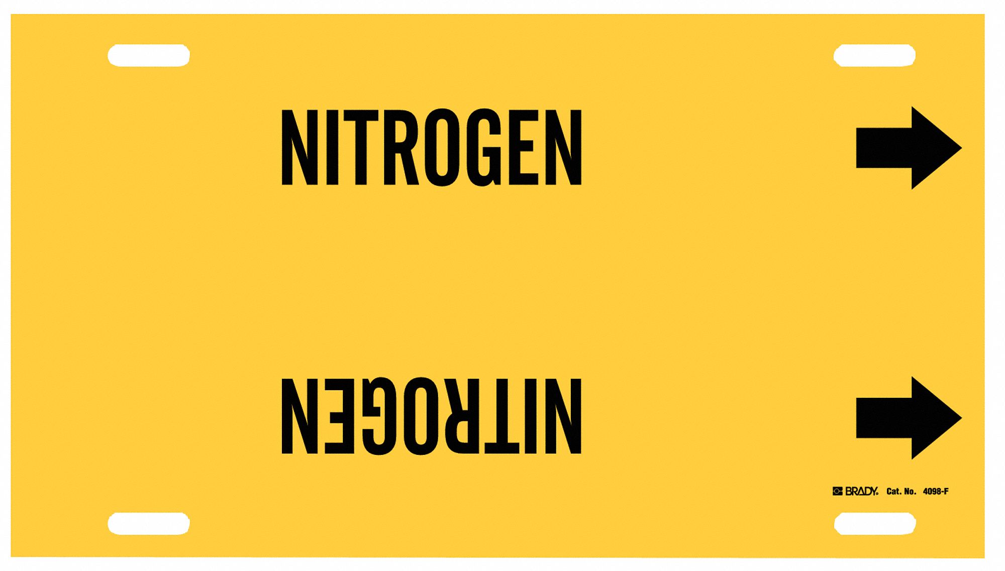 Pipe Marker: Nitrogen, Yellow, Black, Fits 6 to 7 7/8 in Pipe O.D., 1 Pipe Markers, With Arrows