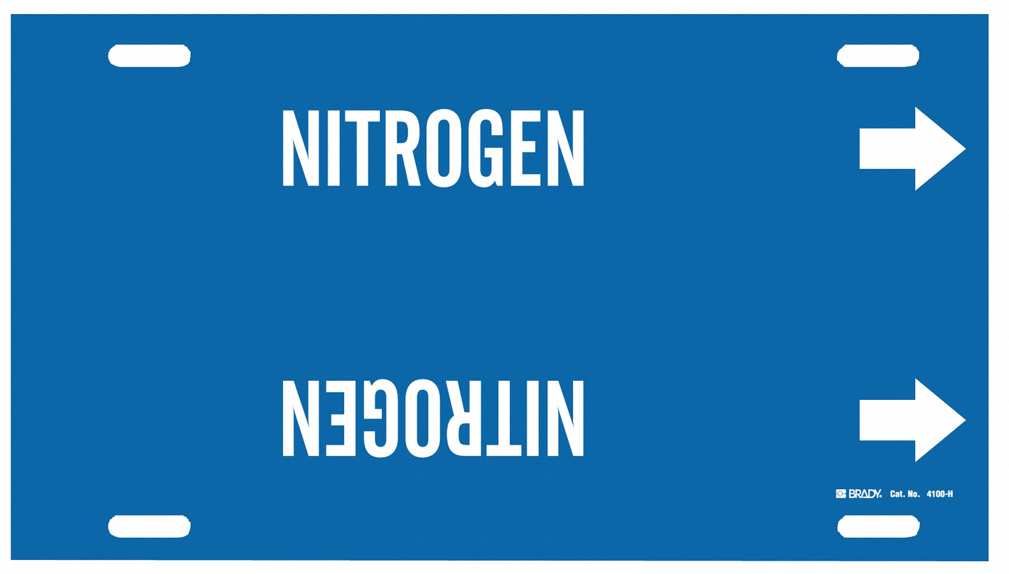 Pipe Marker: Nitrogen, Blue, White, Fits 10 to 15 in Pipe O.D., 1 Pipe Markers, With Arrows