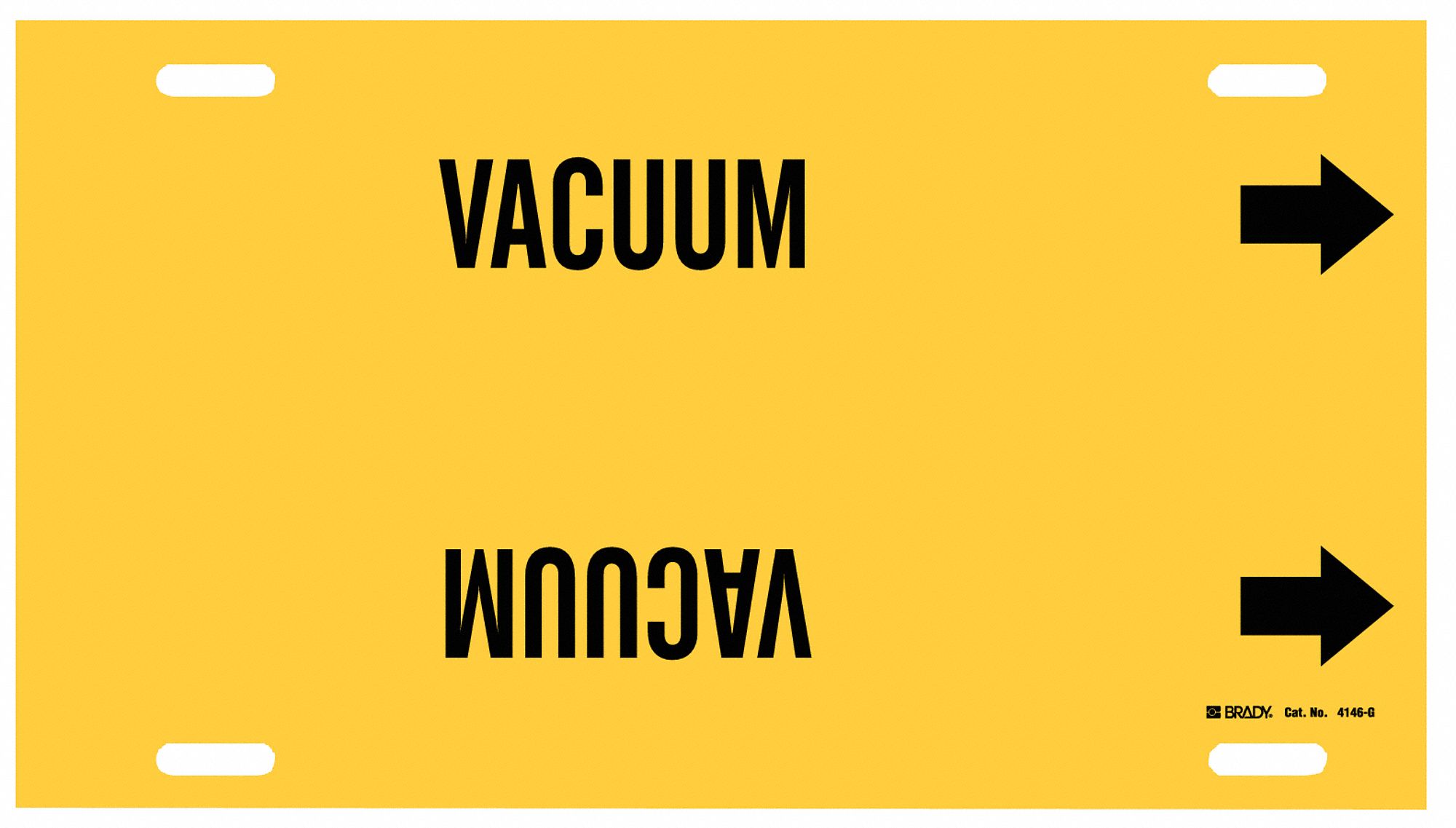 Pipe Marker: Vacuum, Yellow, Black, Fits 8 to 9 7/8 in Pipe O.D., 1 Pipe Markers, With Arrows