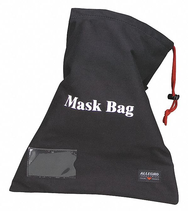 SAC DE RANGEMENT, COTON/POLAIRE/PLASTIQUE, FERMETURE À CORDON, 14X16 PO, POUR MASQUE INTÉGRAL