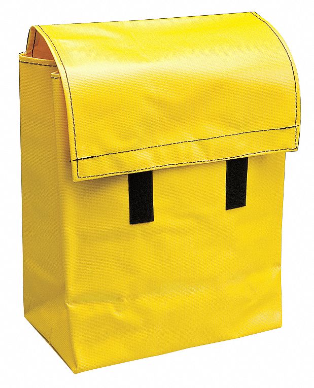 RESPIRATOR CARRY BAG, NYLON REINFORCED VINYL FABRIC, YELLOW, REUSABLE, 9 X 11 X 5 IN