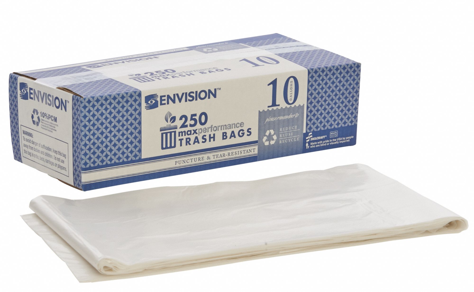 Light Trash Bags 1 Each Clear Ability One 4 gal Flat Pack of 2000 8105-01-517-0803