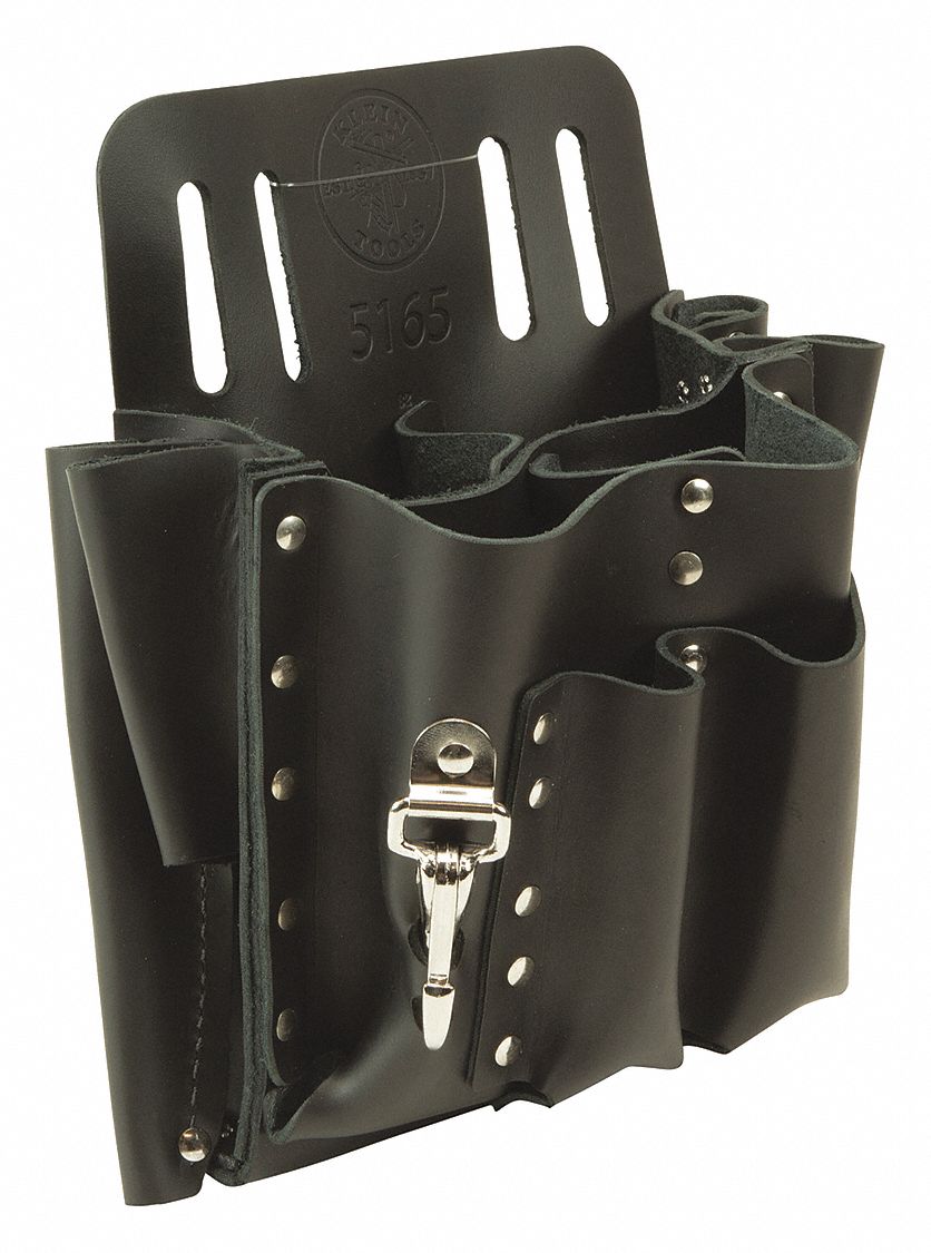 KLEIN TOOLS Black Tool Pouch, Leather, Fits Belts Up To (In.) 2 in