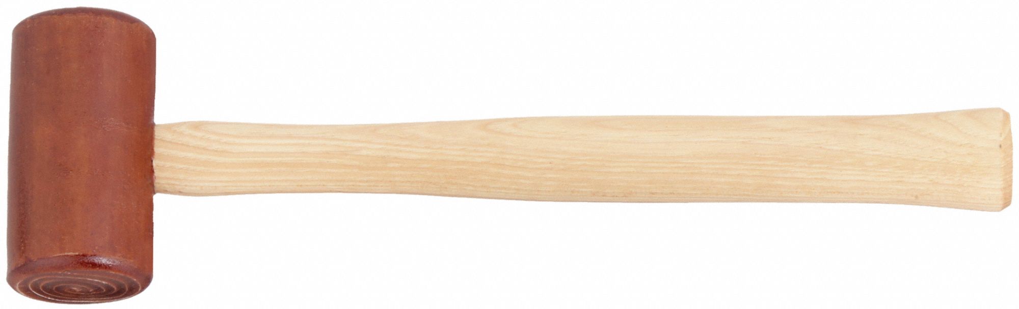 RAWHIDE MALLET, WOOD HANDLE, 12 OZ HEAD WT, 2 IN DIA, 3 7/8 IN HEAD L, 14 IN OVERALL L