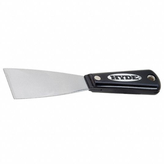HYDE Stiff Putty Knife with 2 in Carbon Steel Blade, Black/Silver