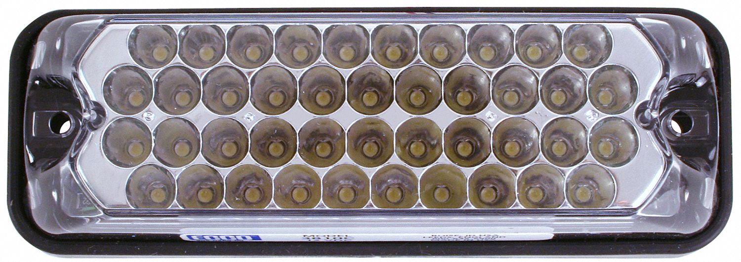 Directional Lamp: Perimeter Flashing Warning Light, White, 2 1/8 in Overall Wd, LED, 12V DC