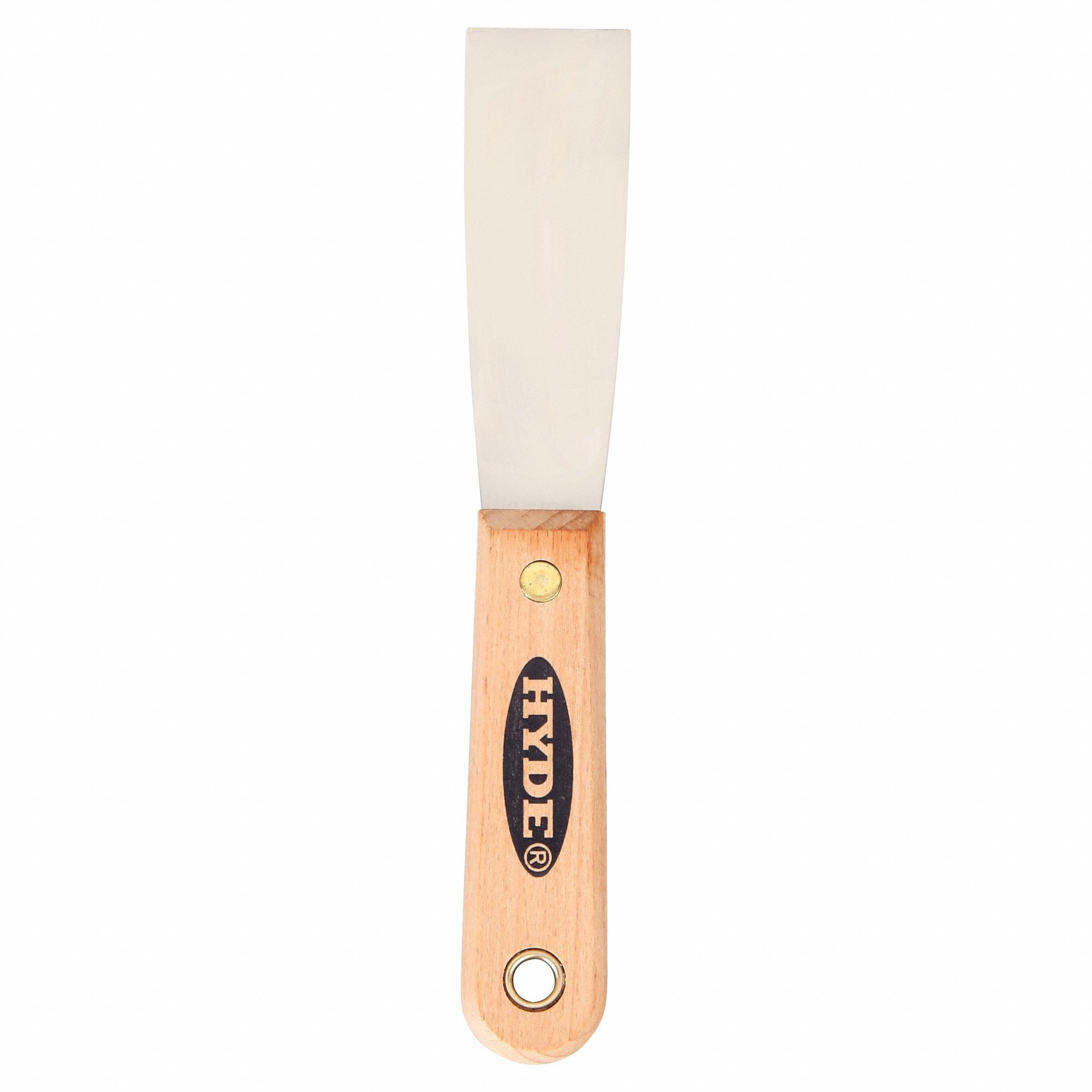 PUTTY KNIFE, CARBON STEEL BLADE, HARDWOOD HANDLE, STRAIGHT BLADE, 1-1/4IN