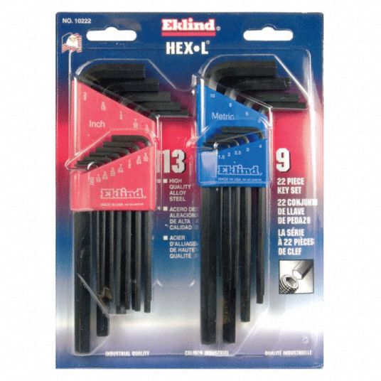 EKLIND, Metric and SAE, Long, Hex Key Set - 5LM66|10222 - Grainger