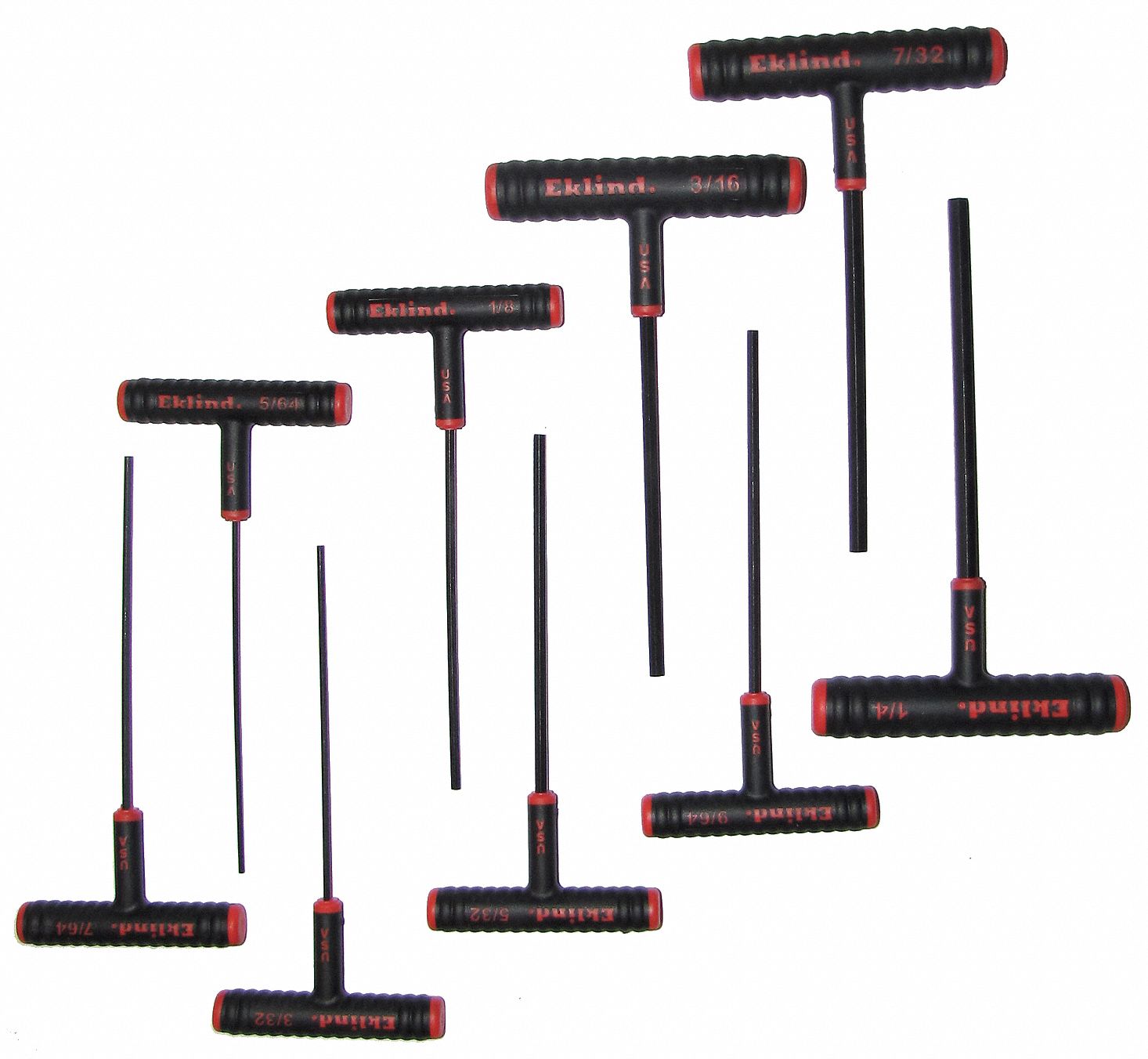 Hex Key Set: 6 - 10 Pieces, Hex-T 6 Inch, T, SAE, Std End, Long, 9 Pieces, Pouch, Black Oxide