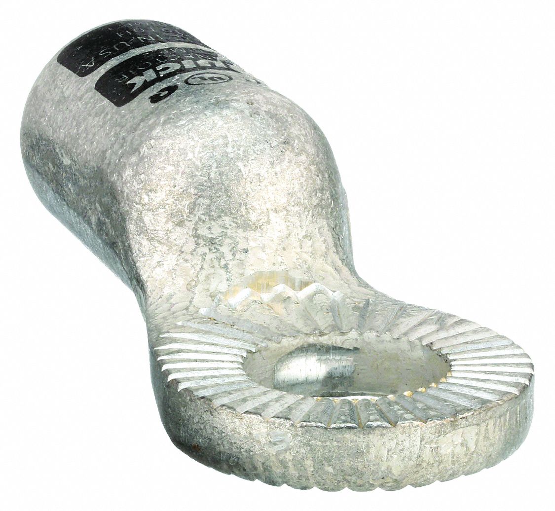 One-Hole Lug Compression Connector: Locking Lug, Crimp, Copper, 1/0 ga, Black, Straight