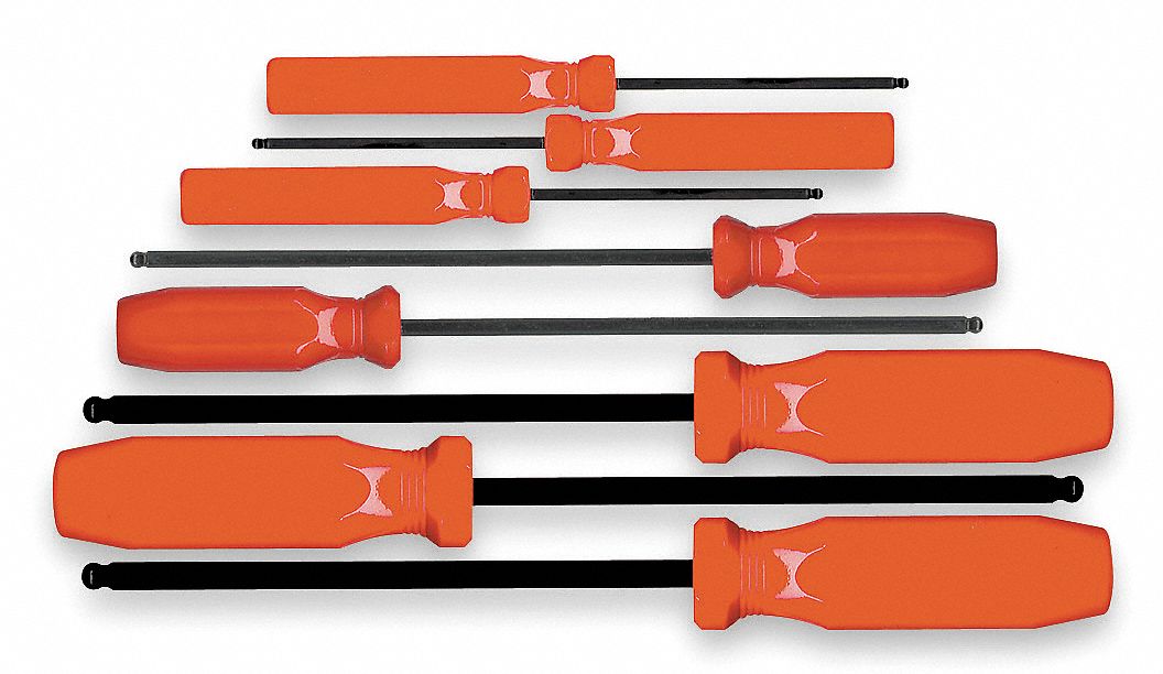 BALL END HEX KEY SET,8PCS,STRAIGHT SHAPE