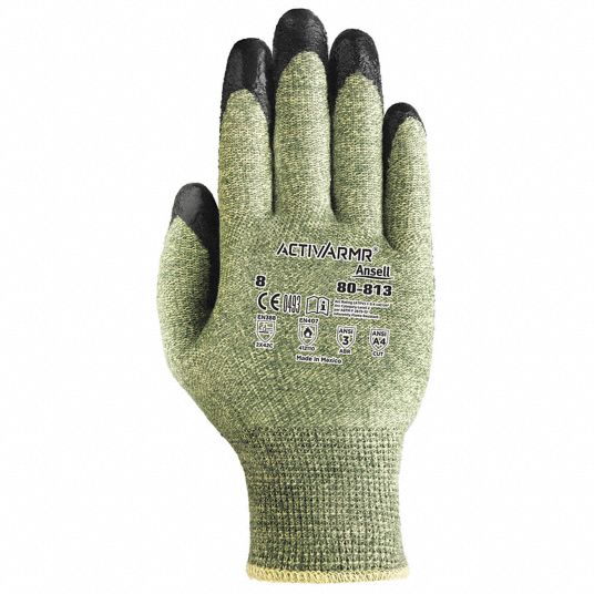 ANSELL Cut Resistant Gloves, ATPV Rating 9.4 cal/cm2, Fiberglass/Kevlar