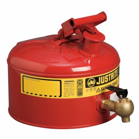 JUSTRITE, For Use With Flammables, 2 1/2 gal Capacity, Type I Safety ...