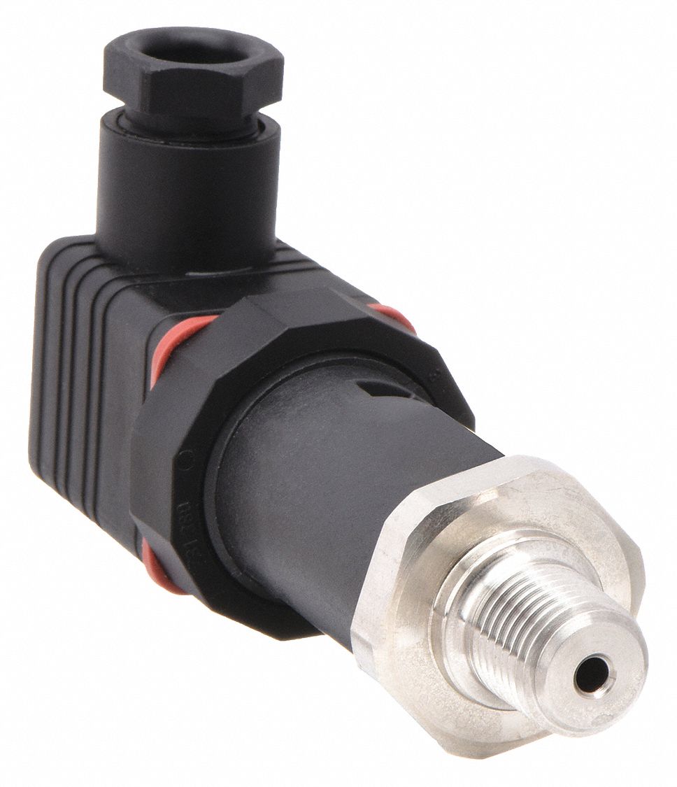 Pressure Transmitter: 0 psi to 200 psi, 1 to 5V DC, DIN 43650 Form A Connector, 1/4 in Male NPT