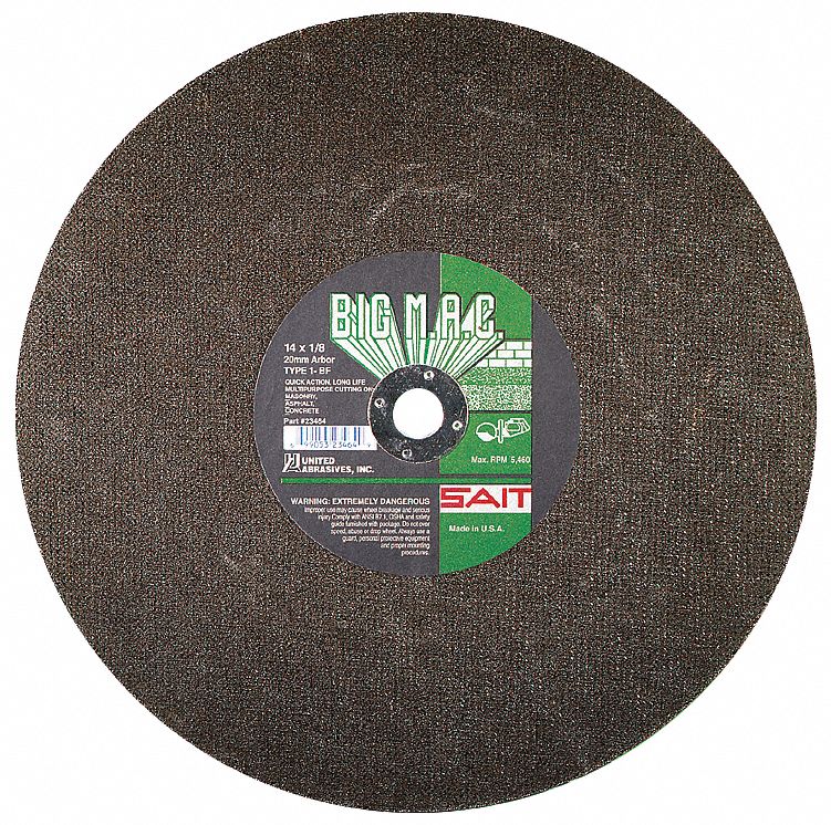 UNITED ABRASIVES-SAIT 23464 CutOffWheel,20 mmCnnct,Big MACHeavyDuty 5LTT9